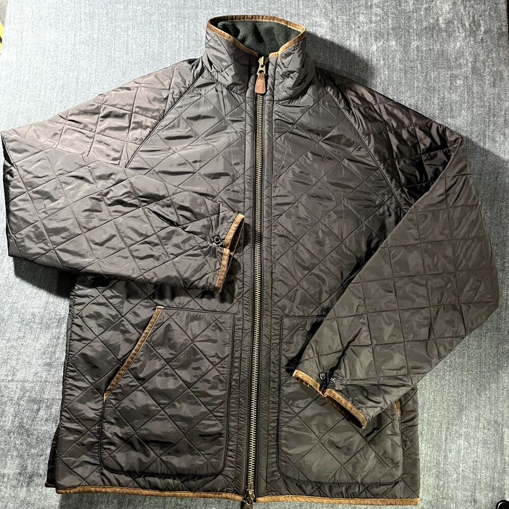 Vintage Polo Ralph Lauren Diamond Quilted Full Zipper Jacket Inner Fleece Sz L